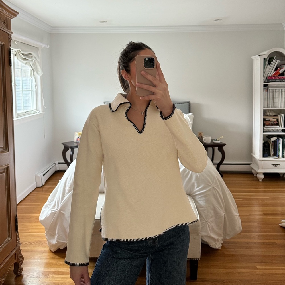 Arket Cream Sweater with Black Trim